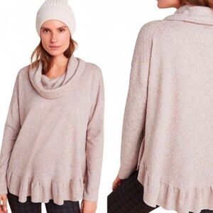 POSTMARK / ANTHROPOLOGIE Orley Metallic Cowlneck Oversized Ruffle Trim Top - XS